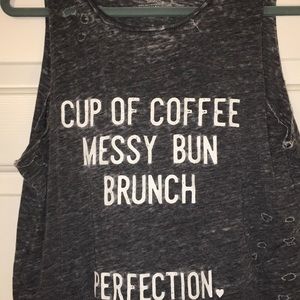 Plus/2XL Charcoal Gray Distressed Tank Top Sheer